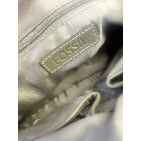 FOSSIL Green Signature Monogram Canvas Leather Purse Handbag Key Charm Y2K VTG - Picture 15 of 16